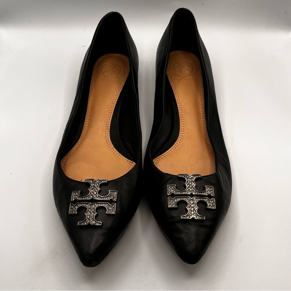TORY BURCH BLACK LEATHER BALLET FLATS